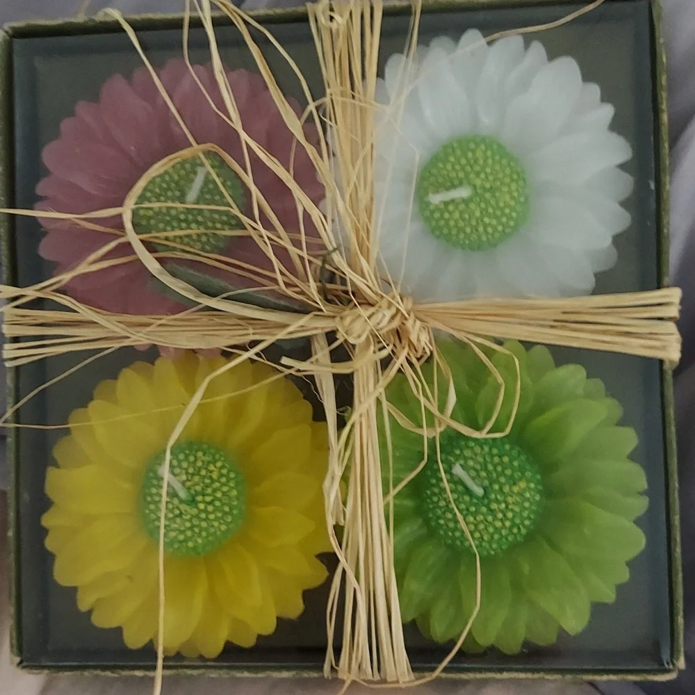 4 Flower Blossom Floating Candles NEW